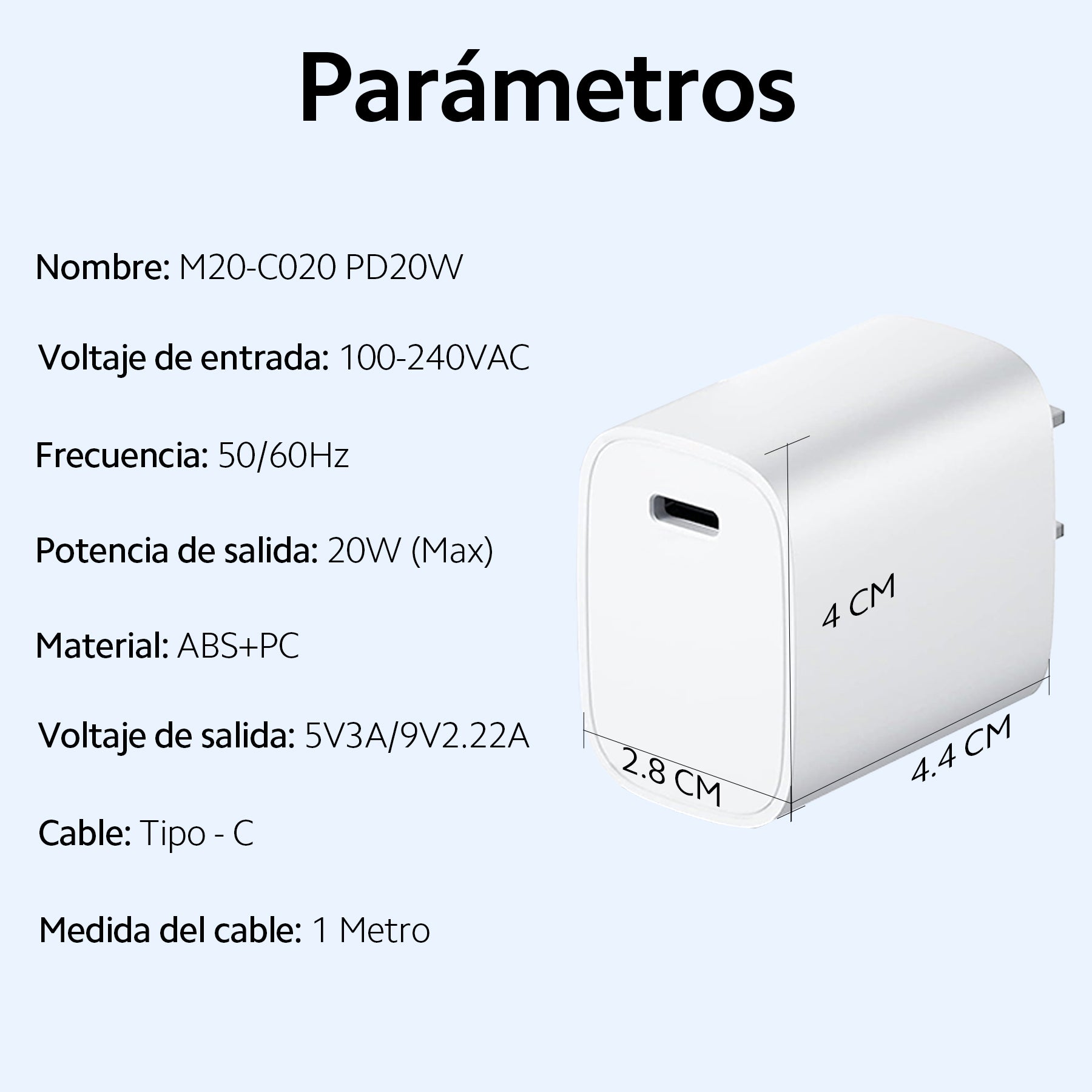 OUO M20 Cargador Tipo C 20W de Carga Rápida Power Delivery con Cable 1m para Celular, Dispositivos electrónicos y Máquinas de Tatuaje: Coracias 2 y Acepen 3