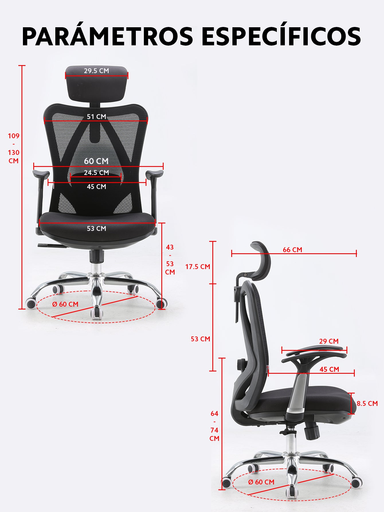 SILLA ERGONÓMICA RECLINABLE CON SOPORTE LUMBAR OUO SIHOO M16