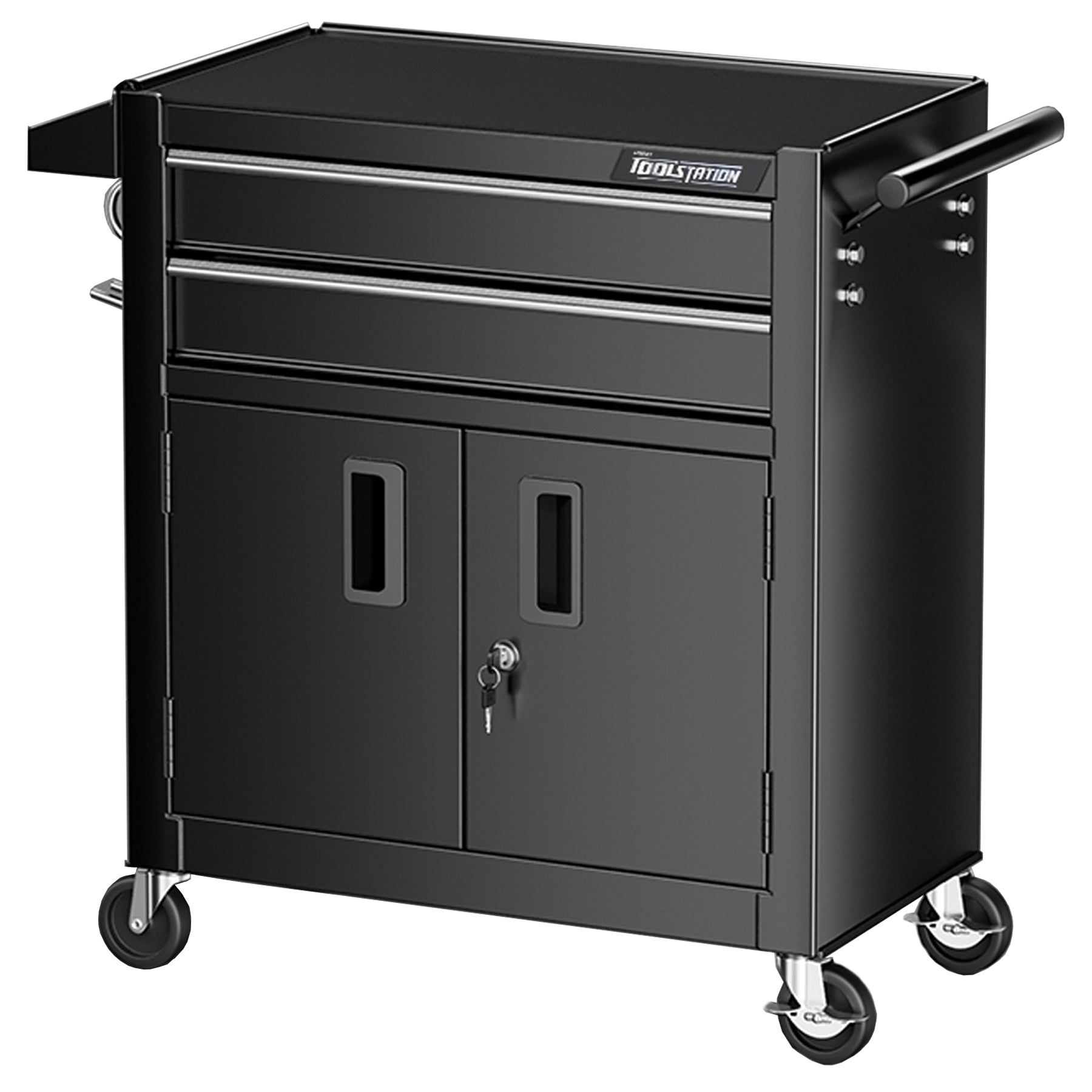 OUO Carrito de Trabajo Profesional Resistente 200kg con Ruedas y Cajones, Mesa Auxiliar para Tatuaje Estética Peluquería Spa Taller Estilistas Barbería | Estación Profesional con Cajones, Mesa de Trabajo y Organizador (Negro)