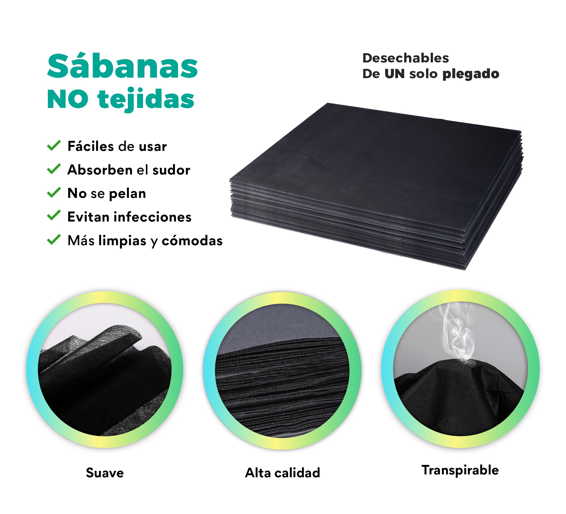 CAMPOS DESECHABLES PARA TATUAJE NEGRO  125 pcs