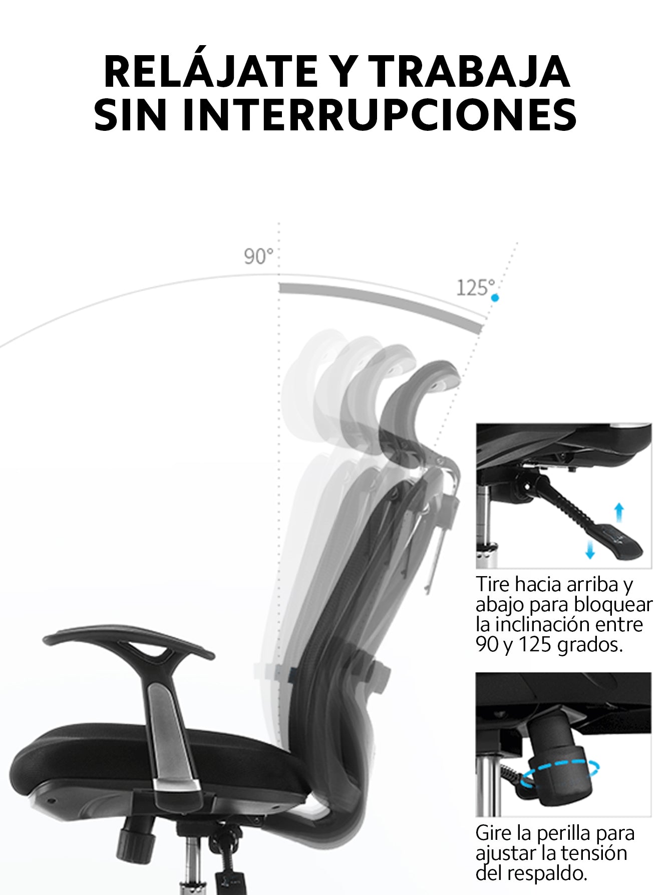 SILLA ERGONÓMICA RECLINABLE CON SOPORTE LUMBAR OUO SIHOO M16