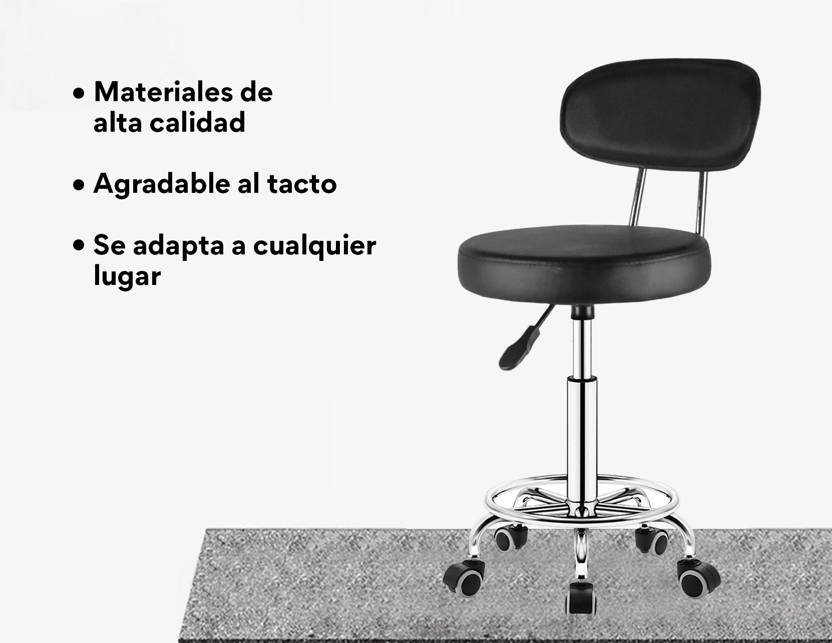 Pack de 2 Taburetes Giratorios OUO LT00518X2 | Ajustables, Ergonómicos y Resistentes