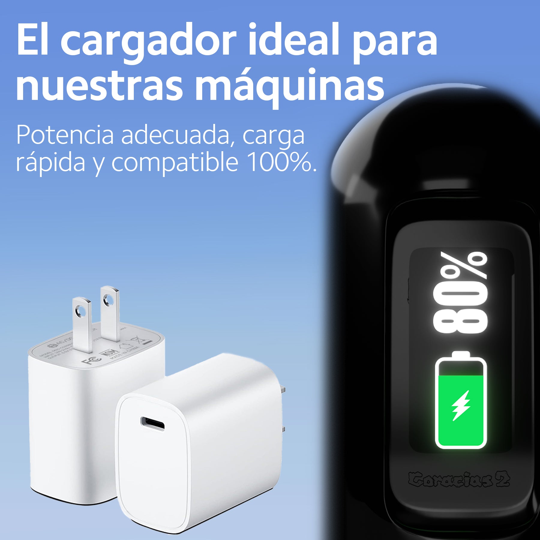 OUO M20 Cargador Tipo C 20W de Carga Rápida Power Delivery con Cable 1m para Celular, Dispositivos electrónicos y Máquinas de Tatuaje: Coracias 2 y Acepen 3
