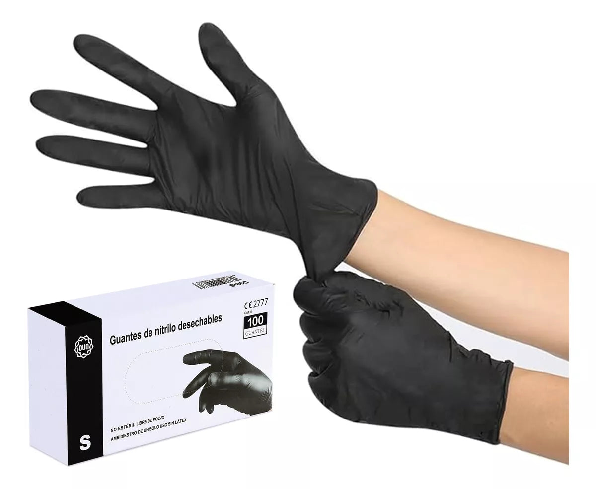 Guantes De Nitrilo Ogrifox – Pack 24 Pares, Talla L-9, Negro, Con Clip De Sujeción