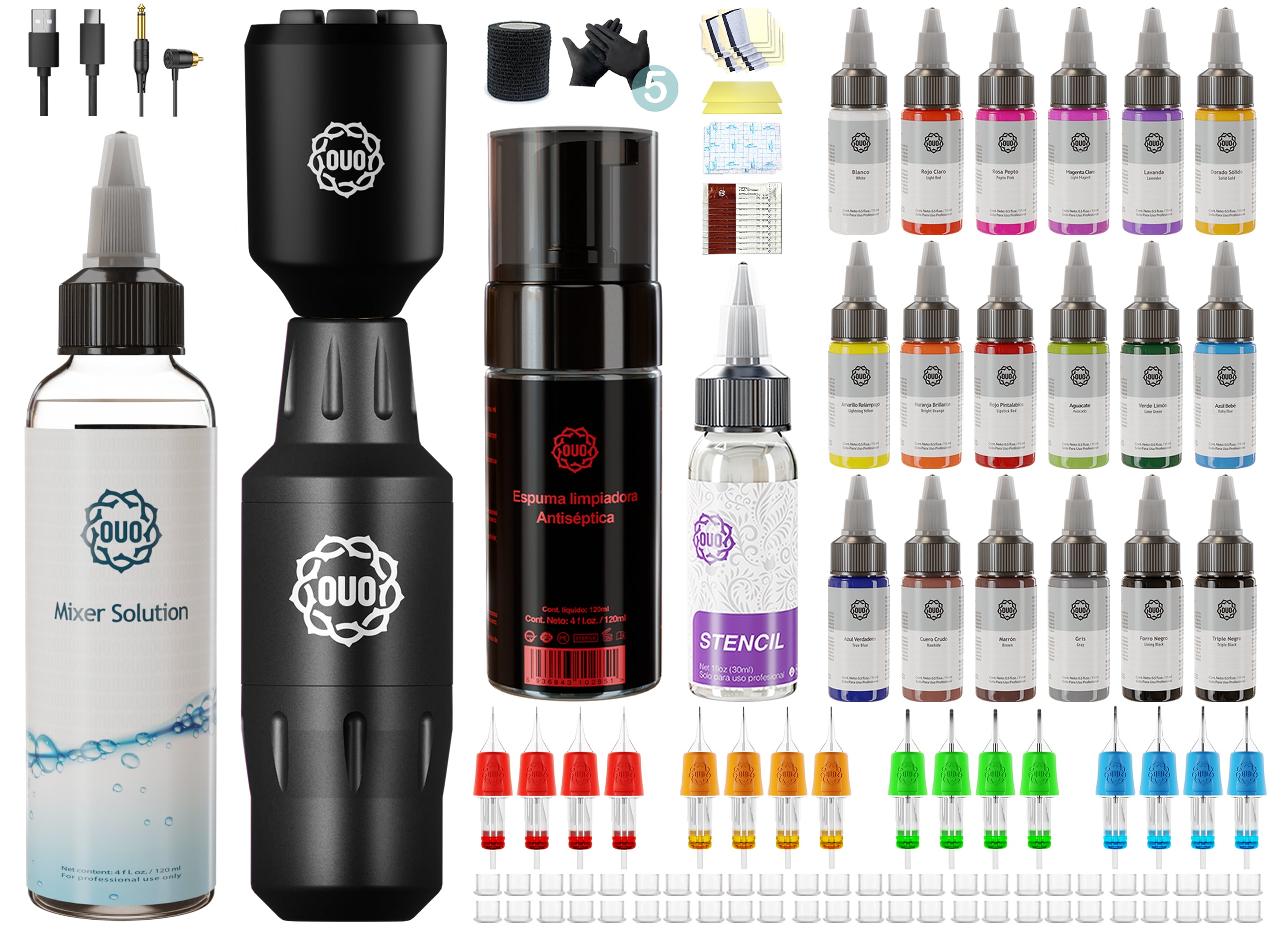 Kit Profesional para Tatuaje con Mini Fuow Chollima Lite Pro y 18 colores Profesionales