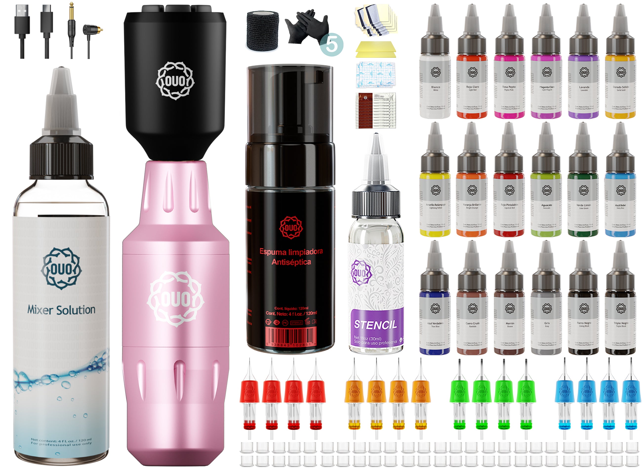 Kit Profesional para Tatuaje con Mini Fuow Chollima Lite Pro y 18 colores Profesionales