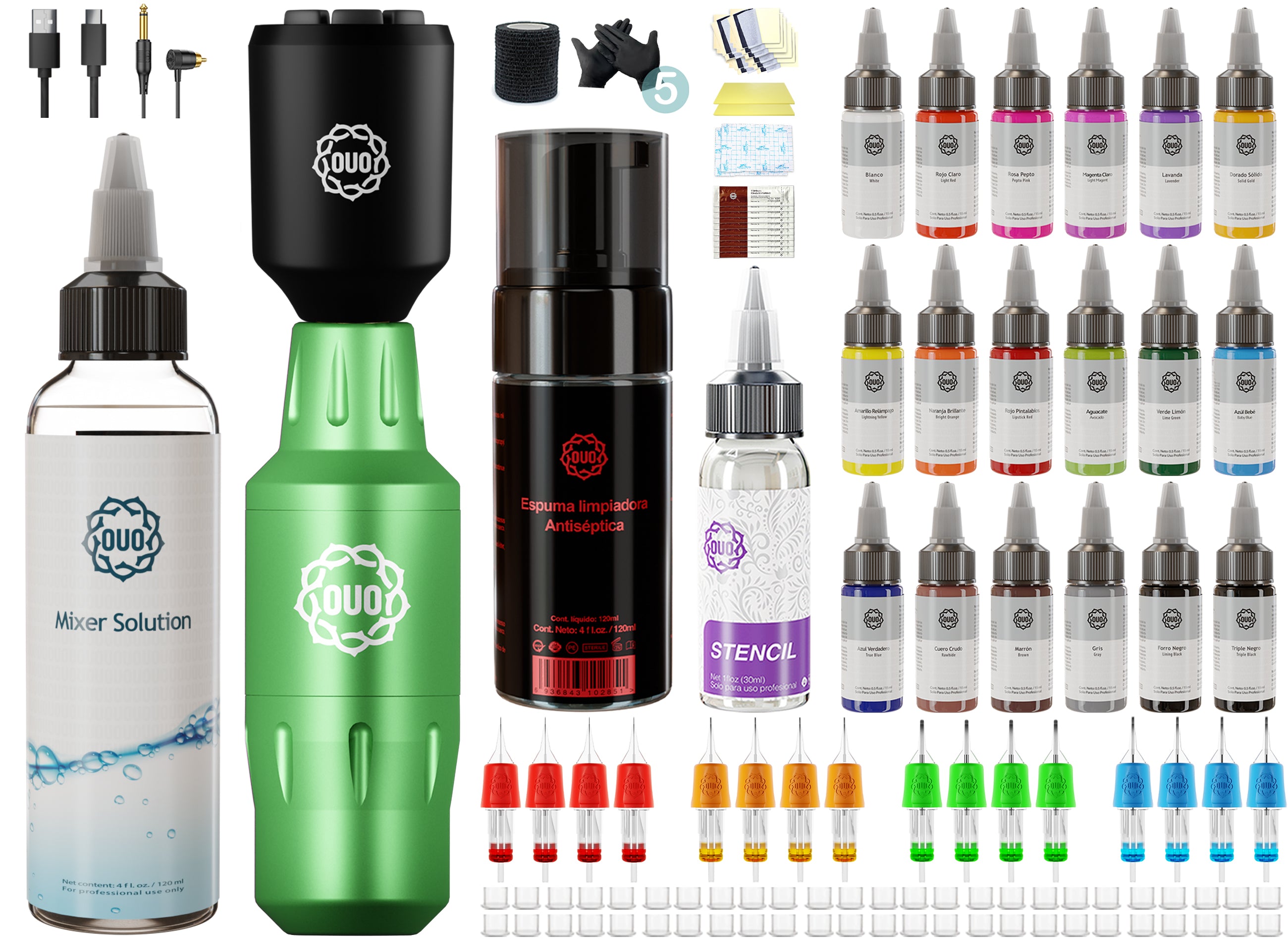 Kit Profesional para Tatuaje con Mini Fuow Chollima Lite Pro y 18 colores Profesionales